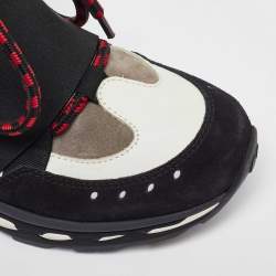 Givenchy Black/White Leather and Suede Hiker High Top Sneakers Size 42