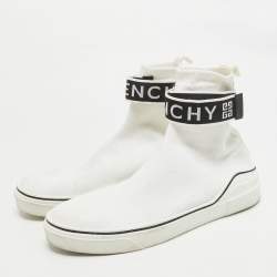 Givenchy White Knit Fabric High Top Sneakers Size 44