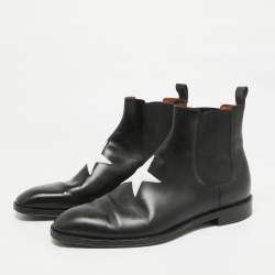 Givenchy Black Leather Star Chelsea Boots Size 44