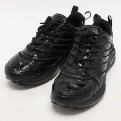 Givenchy Black Croc Embossed Leather GIV 1 Low Top Sneakers Size 41