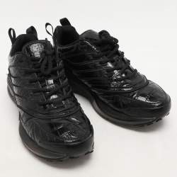 Givenchy Black Croc Embossed Leather GIV 1 Low Top Sneakers Size 41