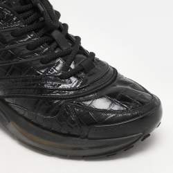 Givenchy Black Croc Embossed Leather GIV 1 Low Top Sneakers Size 41