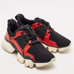 Givenchy Red/Black Leather And Neoprene Fabric Jaw Low Top Sneakers Size 43