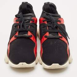 Givenchy Red/Black Leather And Neoprene Fabric Jaw Low Top Sneakers Size 43