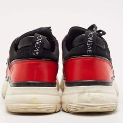 Givenchy Red/Black Leather And Neoprene Fabric Jaw Low Top Sneakers Size 43