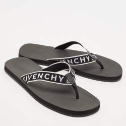 Givenchy Black Canvas and Leather Thong Slides Size 45