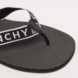 Givenchy Black Canvas and Leather Thong Slides Size 45