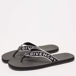 Givenchy Black Canvas and Leather Thong Slides Size 45