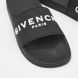 Pre Owned صندل سلايد جيفنشى بوول شعار الماركة مطاط أسود مقاس 44