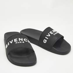 Pre Owned صندل سلايد جيفنشى بوول شعار الماركة مطاط أسود مقاس 44