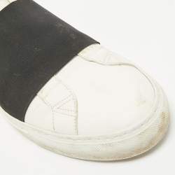 Givenchy White/Black Leather and Stretch Band Slip On Sneakers Size 45