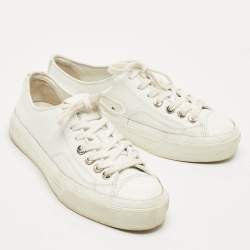 Pre Owned Givenchy White Leather Lace Up Sneakers Size 40