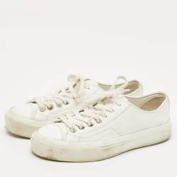 Pre Owned Givenchy White Leather Lace Up Sneakers Size 40