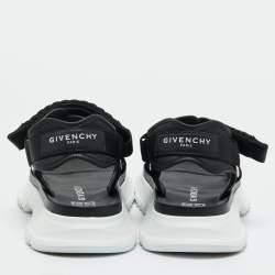 Pre Owned Givenchy Black Canvas and Leather Spectre Flat Sandals Size 42