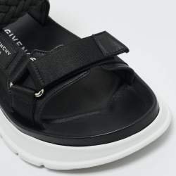 Pre Owned Givenchy Black Canvas and Leather Spectre Flat Sandals Size 42