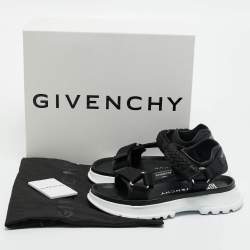 Pre Owned Givenchy Black Canvas and Leather Spectre Flat Sandals Size 42