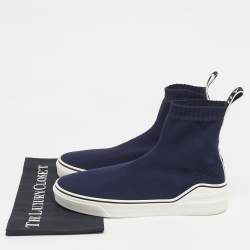 Pre Owned Givenchy Navy Blue Knit Fabric George V Sneakers Size 41