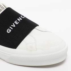 Pre Owned Givenchy White/Black Leather Urban Street Logo Slip On Sneakers Size 44