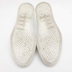 Pre Owned Givenchy White/Black Leather Urban Street Logo Slip On Sneakers Size 44