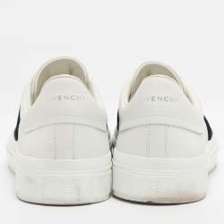Pre Owned Givenchy White/Black Leather Urban Street Logo Slip On Sneakers Size 44