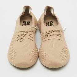 Pre Owned Givenchy Beige Knit Fabric TK-360 Lace Up Sneakers Size 42