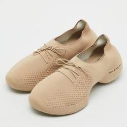 Pre Owned Givenchy Beige Knit Fabric TK-360 Lace Up Sneakers Size 42