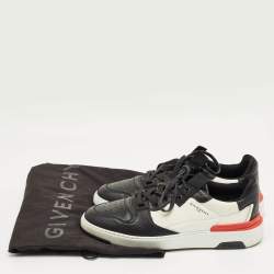 Pre Owned Givenchy White/Black Leather Runner Lace-Up Sneakers Size 43