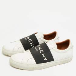 Pre Owned Givenchy Urban Street Size 44 White/Black Leather Slip On Sneakers