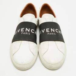 Pre Owned Givenchy Urban Street Size 44 White/Black Leather Slip On Sneakers