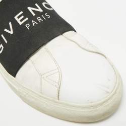 Pre Owned Givenchy Urban Street Size 44 White/Black Leather Slip On Sneakers