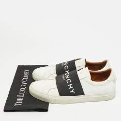 Pre Owned Givenchy Urban Street Size 44 White/Black Leather Slip On Sneakers