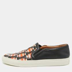 Pre Owned حذاء سنيكرز جيفنشي بلون أسود جلد وجلد مطبوع بيثون مقاس 37.5