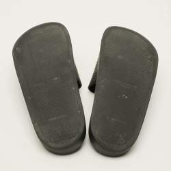 Pre Owned Givenchy Size 45 Black Leather Logo Flat Sandals