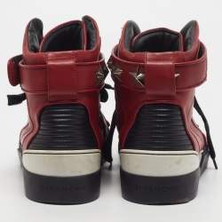 مملوكة مسبقًا Givenchy Tyson Size 43 Black/Dark Red Leather Star Studded Lace Up Sneakers