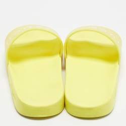 Pre Owned Givenchy Size 45 Yellow Rubber Logo Pool Slides 