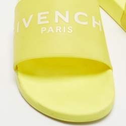 Pre Owned Givenchy Size 45 Yellow Rubber Logo Pool Slides 