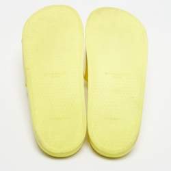 Pre Owned Givenchy Size 45 Yellow Rubber Logo Pool Slides 