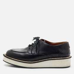 Pre Owned Givenchy G-Chain Size 42.5 Black Leather Platform Lace Up Derby Sneakers