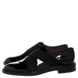Givenchy Black Patent Leather Criss Cross Elastic Oxfords Size 42.5