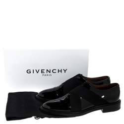 Givenchy Black Patent Leather Criss Cross Elastic Oxfords Size 42.5