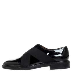 Givenchy Black Patent Leather Criss Cross Elastic Oxfords Size 42.5
