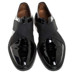 Givenchy Black Patent Leather Criss Cross Elastic Oxfords Size 42.5