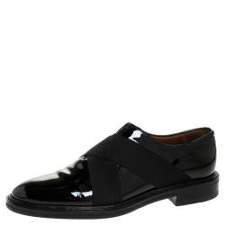 Givenchy Black Patent Leather Criss Cross Elastic Oxfords Size 42.5