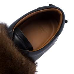 Givenchy Black Leather And Brown Mink Fur Urban Street Slip On Sneakers Size 43