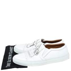 Givenchy White Leather Bow And Stitch Detail Slip On Sneaker Size 44