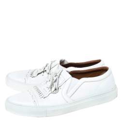 Givenchy White Leather Bow And Stitch Detail Slip On Sneaker Size 44