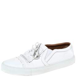 Givenchy White Leather Bow And Stitch Detail Slip On Sneaker Size 44