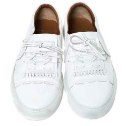 Givenchy White Leather Bow And Stitch Detail Slip On Sneaker Size 44