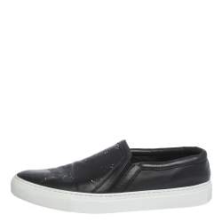 Givenchy Black Logo Printed Leather Slip On Sneakers Size 43