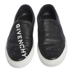 Givenchy Black Logo Printed Leather Slip On Sneakers Size 43